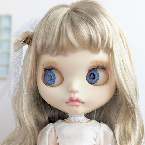 973【ブライス ワンピース】白ワンピースとチュールのリボン※ブライス