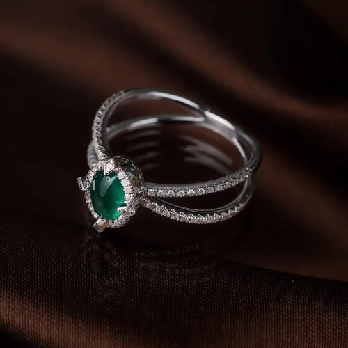 天然ダイヤモンド付きエメラルドリングk18 指輪・リング パール大好き  