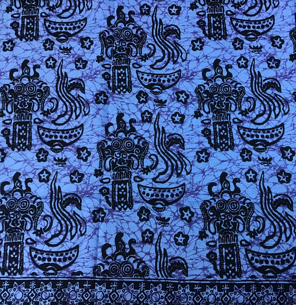 バティックプリントの布　ブルーバロン 2枚目の画像