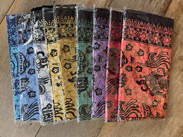 バティックプリントの布　イエローバロン　(黄土色) 13枚目の画像