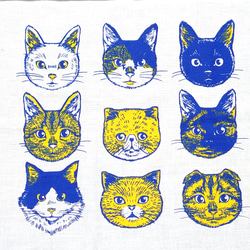 20種類のネコの顔 日本製手ぬぐい 白猫シャムエキゾチックショートヘア黒猫茶トラ三毛スコティッシュハチワレさび猫 4枚目の画像