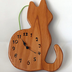 ◇◆手作りなので現品のみ！木製壁掛けネコ時計 おすまし猫「べる」 1枚目の画像