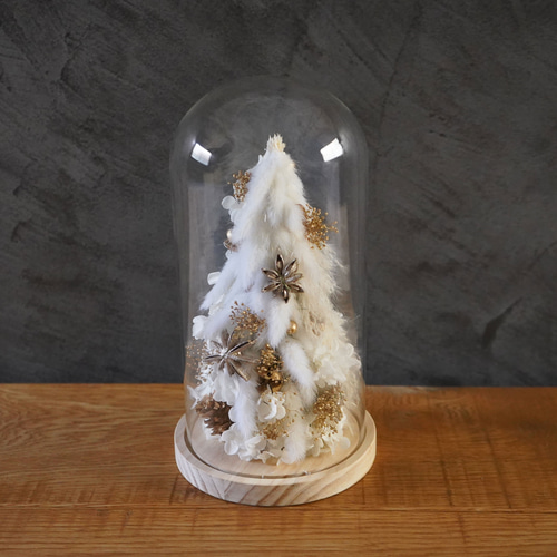 クリスマスツリー】ホワイトクリスマス glass dome tree/ガラスドーム