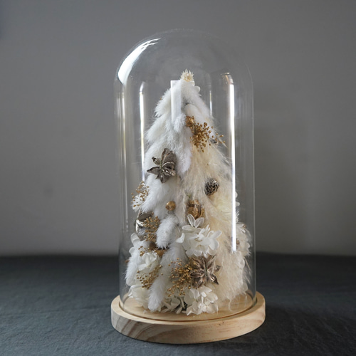 クリスマスツリー】ホワイトクリスマス glass dome tree/ガラスドーム