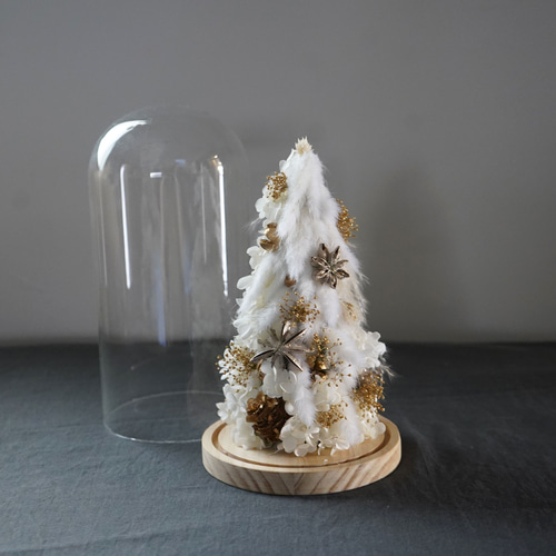 クリスマスツリー】ホワイトクリスマス glass dome tree/ガラスドーム