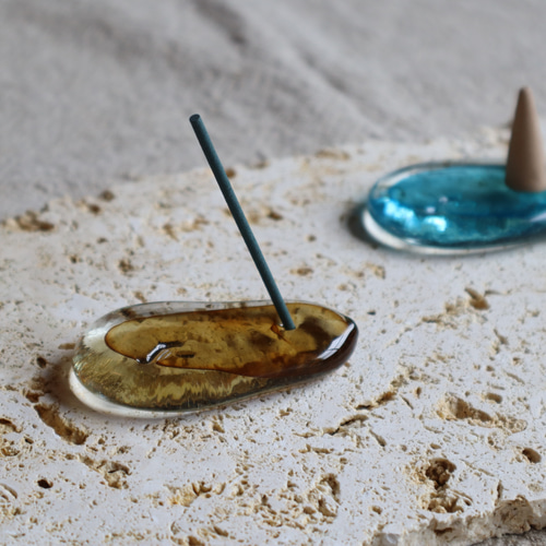 沖縄琉球ガラス　一輪挿し&ビアグラス 泡沫 お香たて【沖縄・琉球ガラス】 《一輪挿し・花器