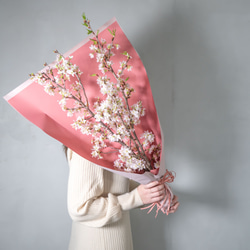 【お部屋でお花見】ラッピング付き啓翁桜10本花束 70cm 1枚目の画像