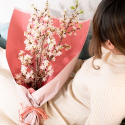 【お部屋でお花見】ラッピング付き啓翁桜10本花束 70cm 10枚目の画像