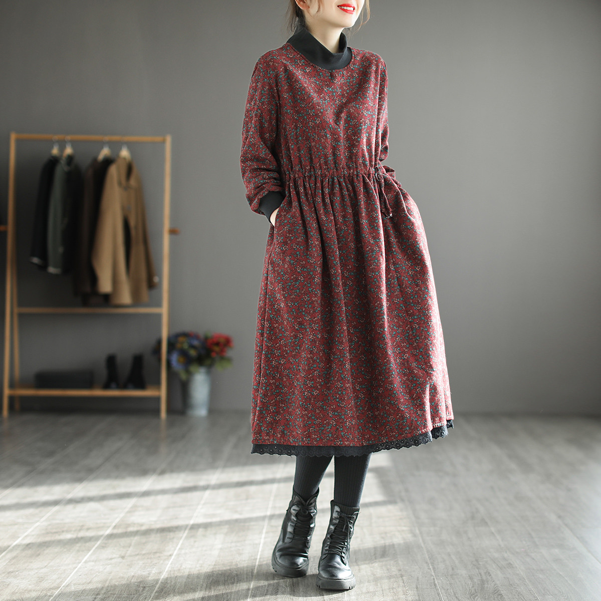 新品未使用タグ付 一点もの アンソロポロジー ロングワンピース ドレス 総柄 S アンソロポロジー ロングワンピース 【公式通販】