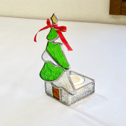 【creema限定早割価格】ステンドグラス ＊クリスマスツリーのキャンドルホルダー2023フローラガラス） 8枚目の画像