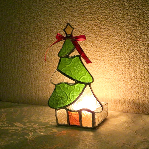 クリスマス早割価格】ステンドグラス ＊クリスマスツリーのキャンドル