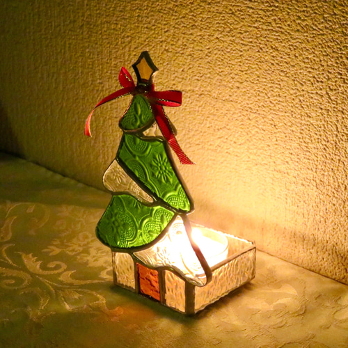 クリスマスツリー風ハウス』［ステンドグラス］キャンドル