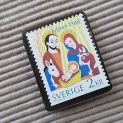 スウェーデン　クリスマス切手ブローチ　8926 2枚目の画像
