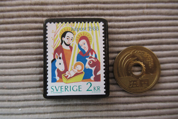 スウェーデン　クリスマス切手ブローチ　8926 3枚目の画像