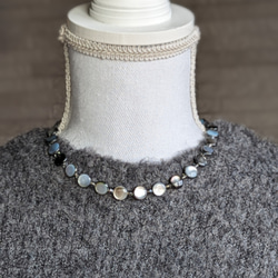 2024 年母親節套裝 [含耳環] 14kgf 天然黑珍珠貝殼與黑鑽石黑鑽石項鍊 第12張的照片