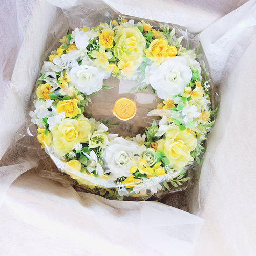 心華やぐ薔薇のリース(35cm)アーティフィシャルフラワー 造花