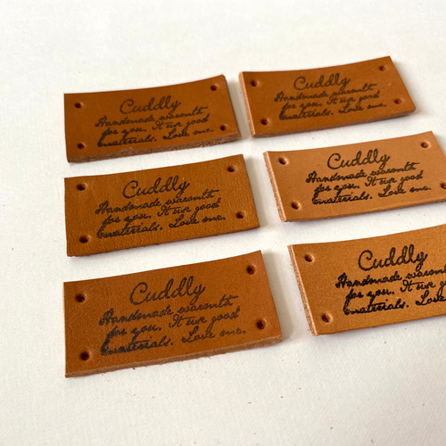 キャメル系H◎レザー本革タグセット☆ハンドメイドレザータグヌメ