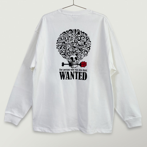 プリント☆ロンT／WANTEDアフロ9.1oz Tシャツ 440design