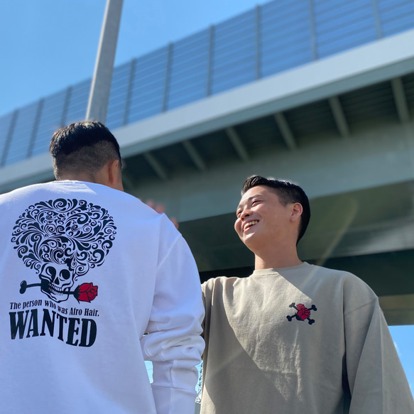 プリント☆ロンT／WANTEDアフロ9.1oz Tシャツ 440design