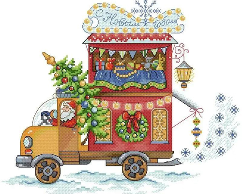 送料無料】☆サンタのトラック 14ct☆クロスステッチ刺繍キット