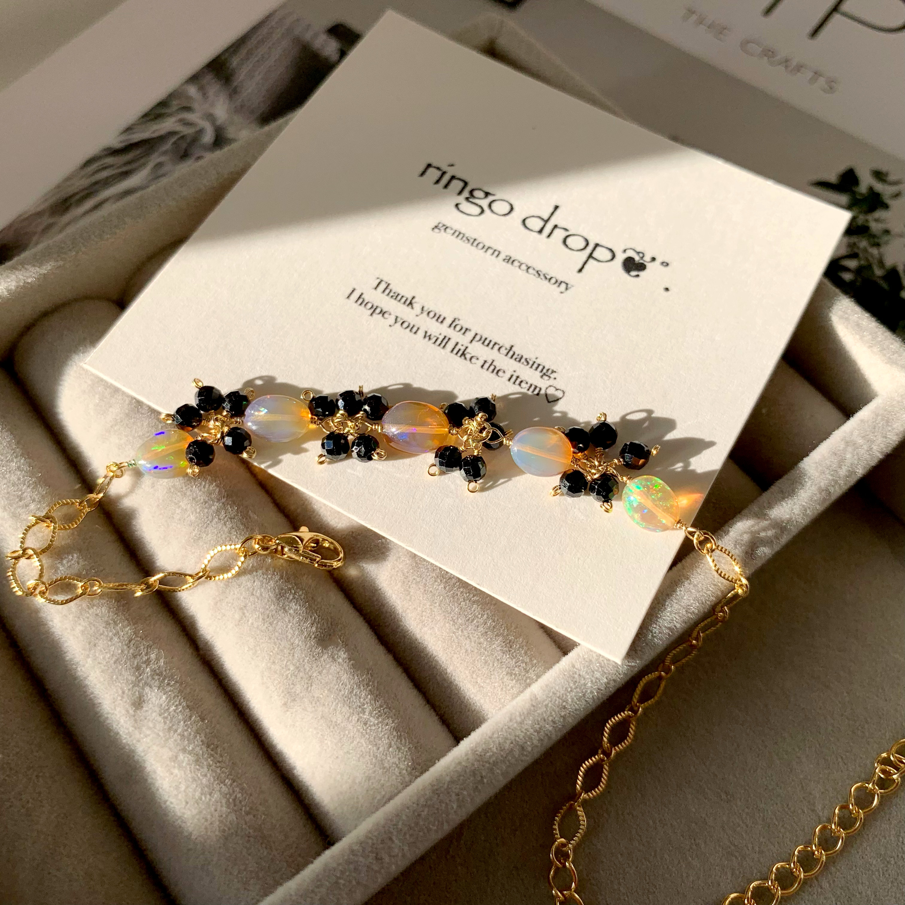 《厳選オパール》秋色プレシャスオパール・ブラックスピネル 16kgpブレスレット　天然石