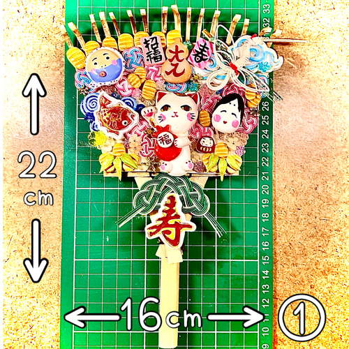 ☆縁起熊手ฅ^•д•^右手招き猫①☆ハンドメイド【送料無料】樹脂粘土