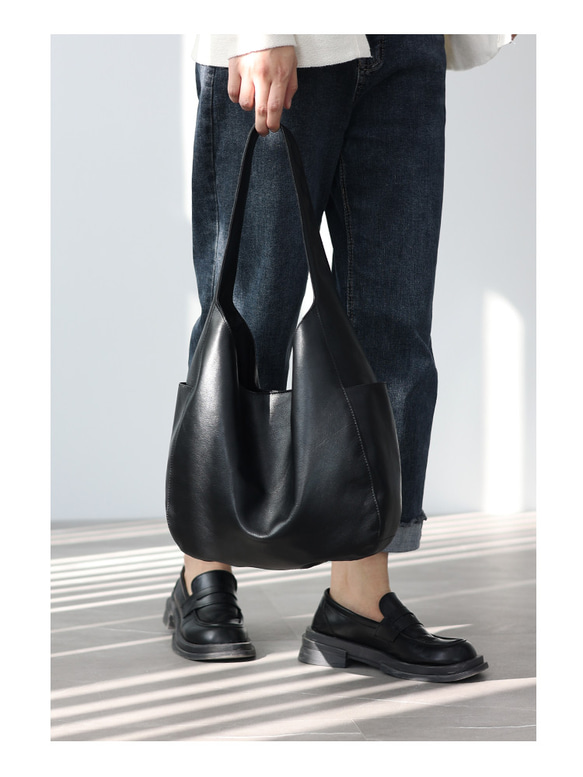 レトロな脇バッグ女子通勤大容量HOBOショルダーバッグ #黒です 4枚目の画像