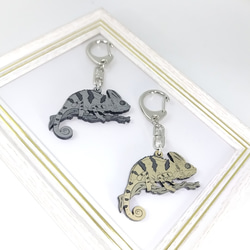 カメレオン の 置き物 キーホルダー 金木工房 パドウク エボシカメレオン カメレオン キーホルダー アクセサリー 爬虫類 両面