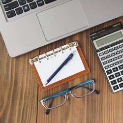 ミニ5穴リフィル用パッド/ 「5穴最小リフィル」用/オープンタイプのシステム手帳/M5/ヌメ革/レザー 2枚目の画像