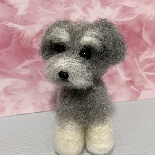羊毛フェルト　ミニチュアシュナウザー　ブラック&シルバー　２点 羊毛フェルト ミニチュアシュナウザー ブラック&シルバー ソルト