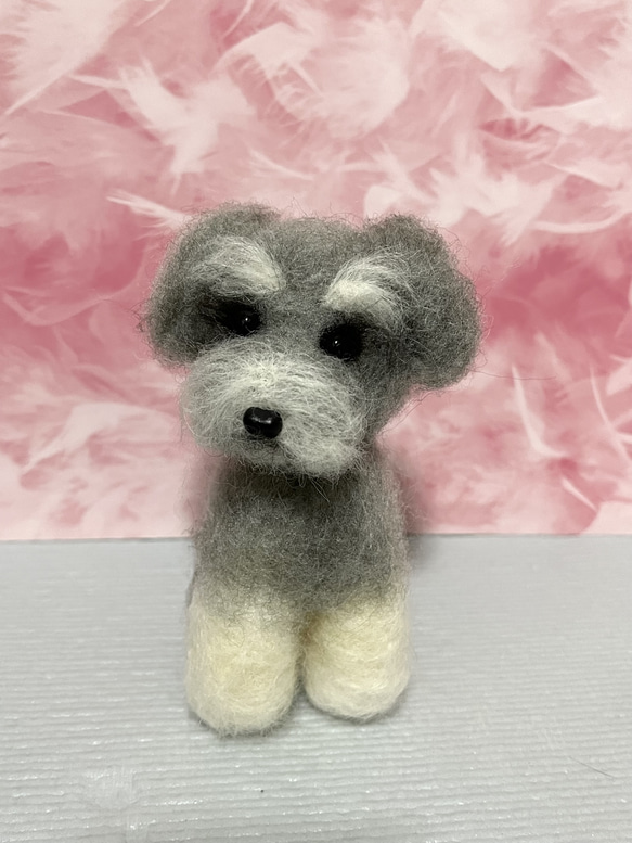 羊毛フェルト ミニチュアシュナウザー ソルト&ペッパー 2わんちゃん