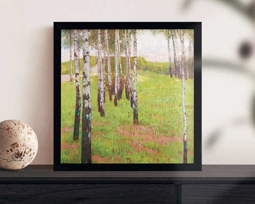 額縁付き] Birch grove in the evening light カール・モル アート