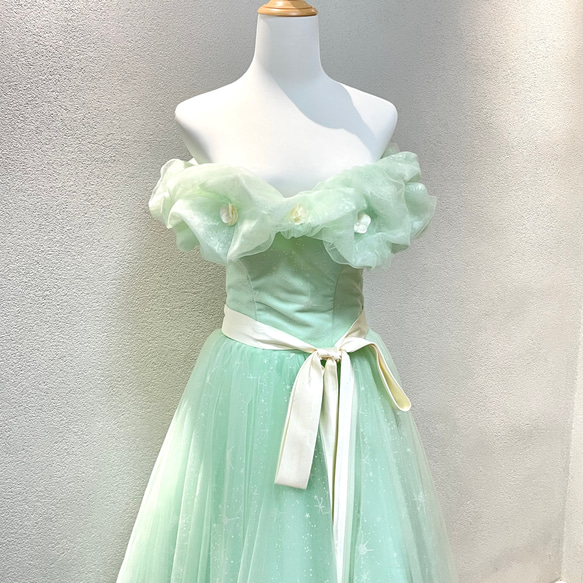 チャコット　ロイヤルダンスミントグリーン オフショルダードレスM チャコット ロイヤルダンスミントグリーン オフショルダードレスM