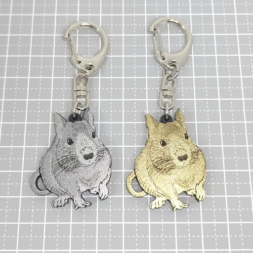デグー キーホルダー アクセサリー 小動物 両面加工 キーホルダー 八感