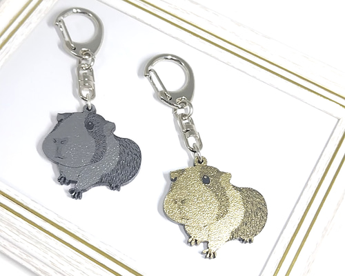 モルモット キーホルダー アクセサリー 小動物 両面加工 キーホルダー