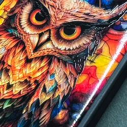 貓頭鷹天然外殼 iPhone 15 相容於所有型號保護殼名稱雕刻彩色玻璃防震 040 第7張的照片
