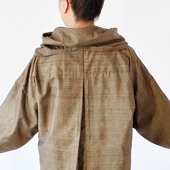 個性的な変わり衿の大島紬ワンピース（着物リメイク） 17枚目の画像