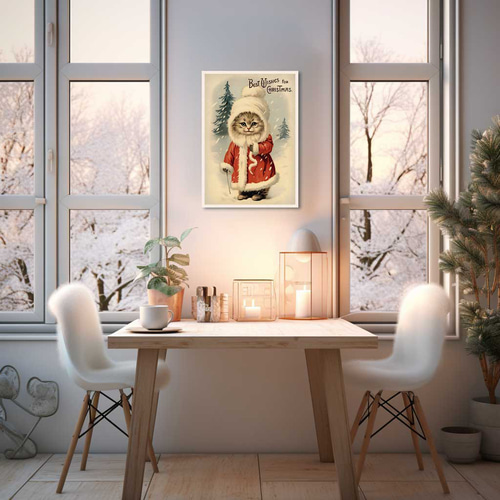 サンタクロース風キャットイラスト クリスマスの雰囲気を盛り上げる