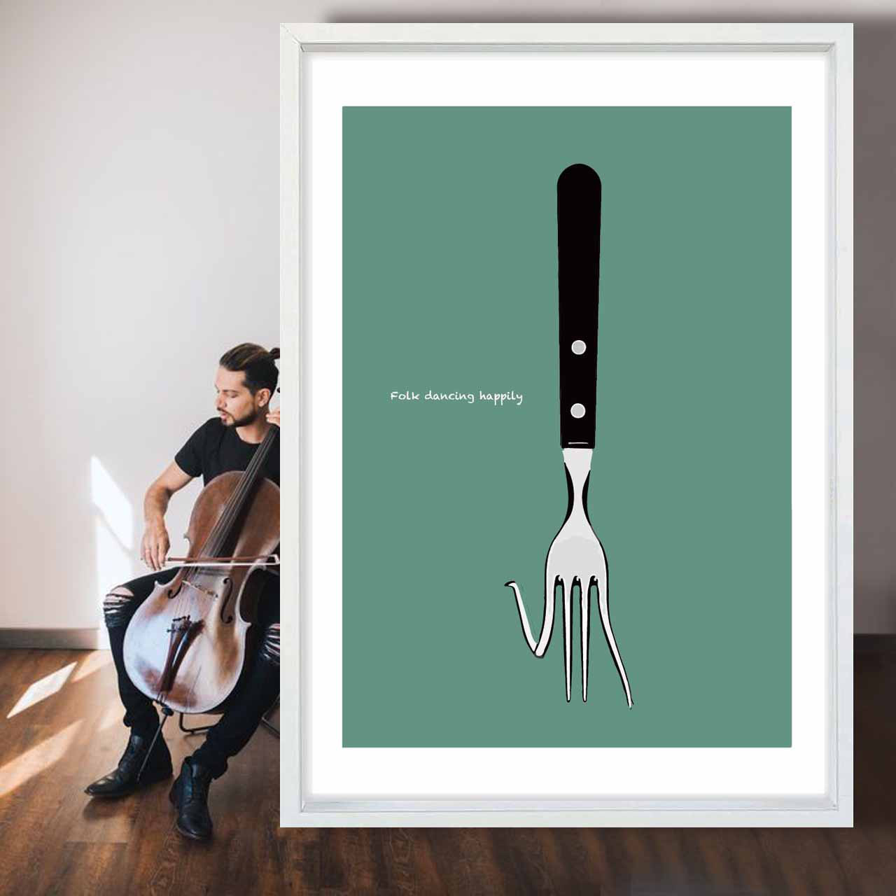 ダンシングフォーク　イラスト　ポスター　A4 A3 A2 A1　アートポスター　アート/sei/新着順検索　2096