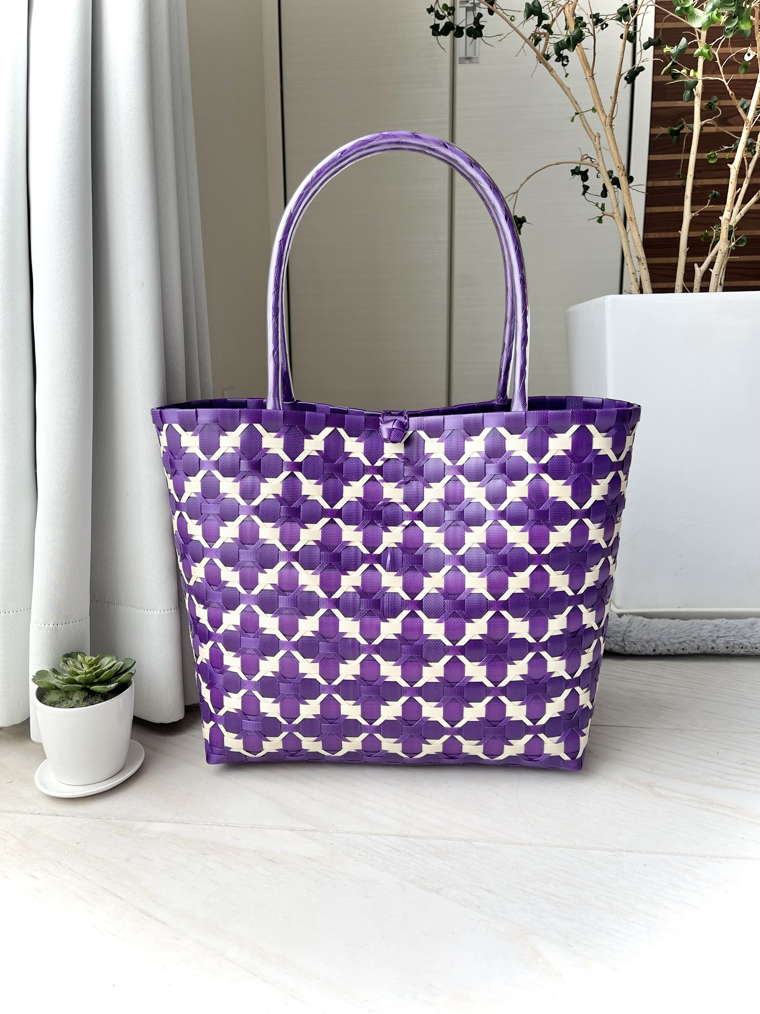 ダマスク柄・パープル(Mサイズ) プラカゴ