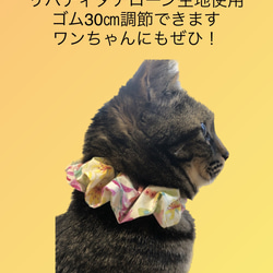 【期間限定SALE¥1,000→¥500】おしゃれネコシュシュ　ペットアクセサリー　猫首輪　リバティ生地使用 3枚目の画像