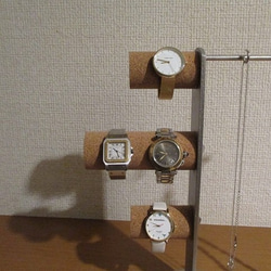 アクセサリースタンド　上段、下段女性用時計掛け、中段男性用時計掛け、ネックレス、リング、ダブルトレイアクセサリースタンド 4枚目の画像