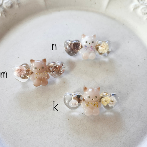 ☆レジン ヘアゴム ブローチ☆♡バレンタイン猫♡② 同梱100円引❤️No.1472 レジン ヘアゴム ♡ 猫 ネコ ねこ