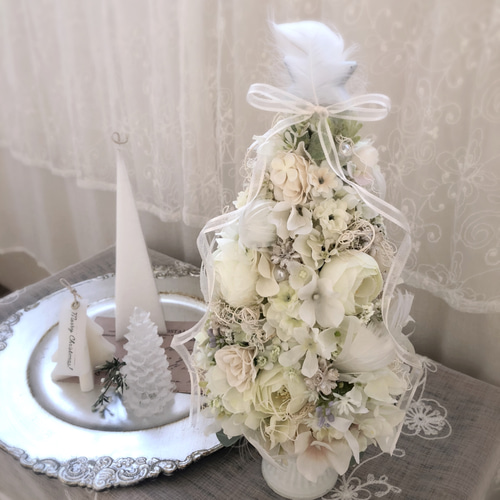 クリスタルミラー台付☆大人ツリー☆プリザーブドアーティフィシャル