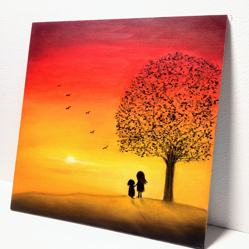 夕暮れ ゆっくりと流れていく時間 【原画】オイルパステルアート 夕暮れ ゆっくりと流れていく時間 【原画】オイルパステルアート