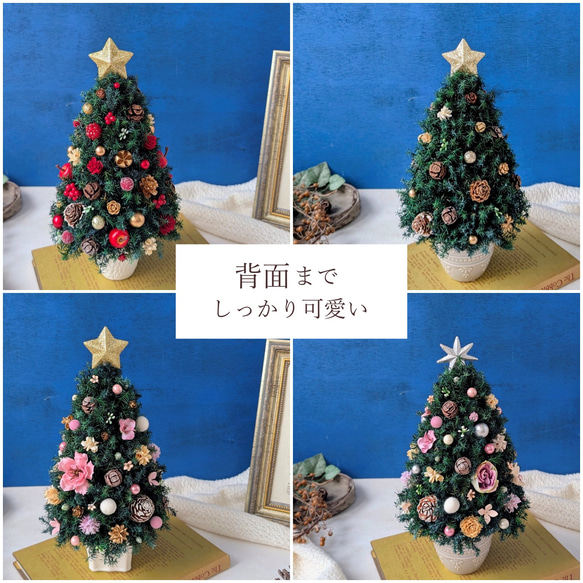 [Sサイズ]来年も飾れる♡飾りと器が選べる*本物のヒムロスギとたっぷりの木の実で作る北欧風卓上クリスマスツリー28cm 12枚目の画像