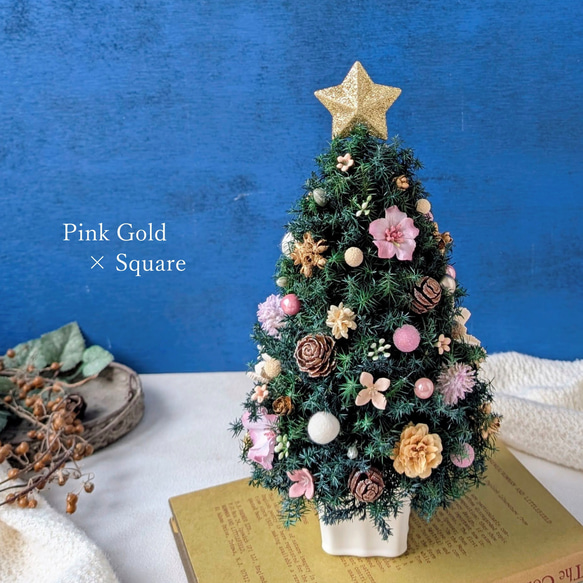 [Sサイズ]来年も飾れる♡飾りと器が選べる*本物のヒムロスギとたっぷりの木の実で作る北欧風卓上クリスマスツリー28cm 7枚目の画像