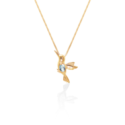 ハチドリ 鳥 モチーフ 3月 誕生石 アクアマリン ピンクゴールド は