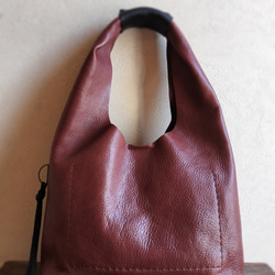 one shoulder bag　濃いブラウン✗黒　オイルシュリンクレザー 7枚目の画像