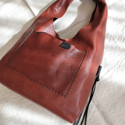 one shoulder bag　濃いブラウン✗黒　オイルシュリンクレザー 2枚目の画像
